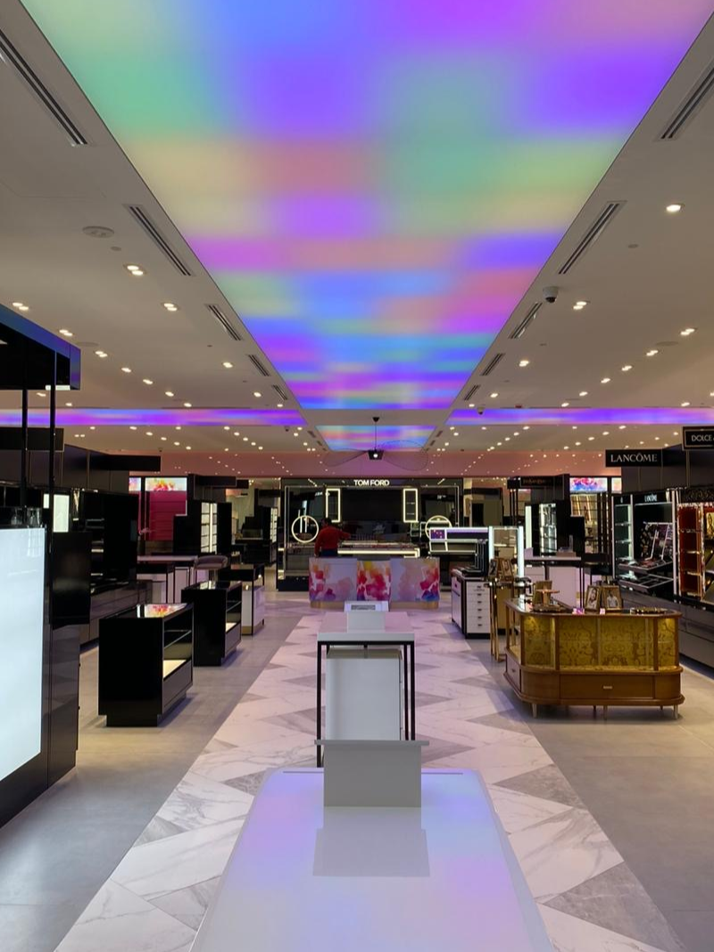 RGB LED illuminated Barrisol ceiling